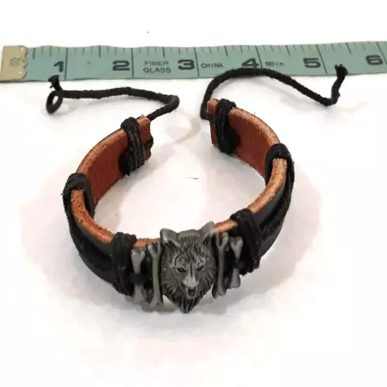 Wolf and Bone Leather Wrap Bracelet ~ Ships FREE