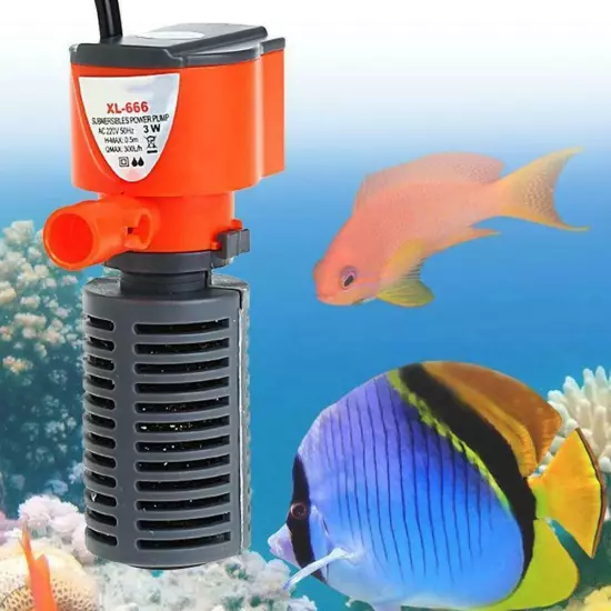 3 in 1 Aquarium Filter Submersible Oxygen Internal Fish Tank Water 2024