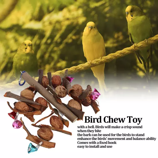  Chewing String Safe Healthy Hanging Bird Bite Toy With Bell And Hook AD5