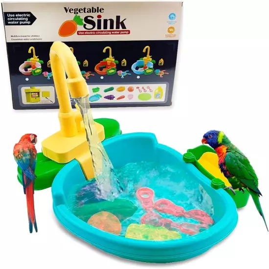 Parrot Shower, Bird Bathtub, Automatic 13.7*9.4*3.2inch, Green 