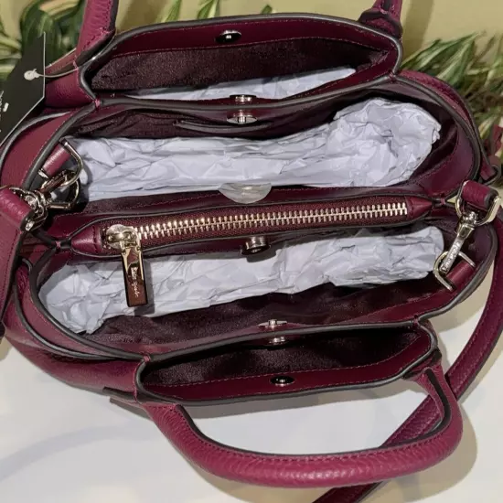 KATE SPADE DUMPLING SMALL SATCHEL CROSSBODY BAG PURSE BLACKBERRY MERLOT LEATHER