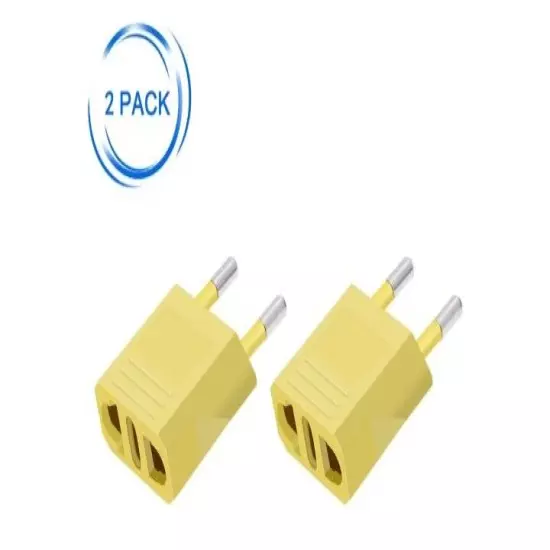 USA To EU European Travel Plug Adapter Power Converter Charger Europe 250wat 2pk