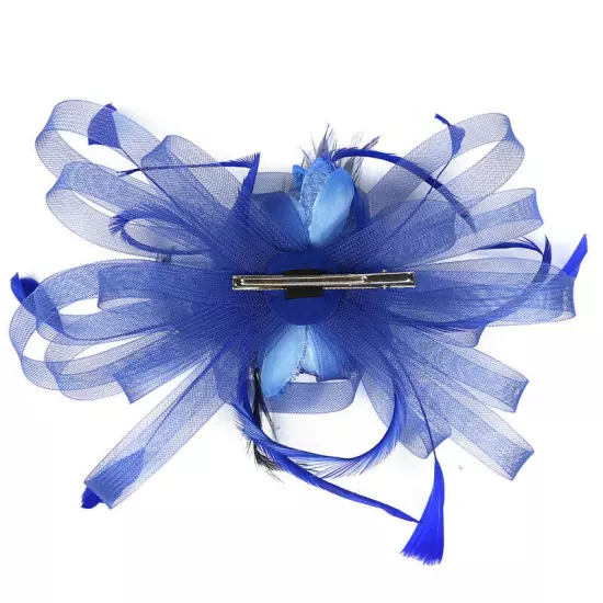 Women Fascinator Feather Hat Flower Hair Clip Church Wedding Party Headwear Clip