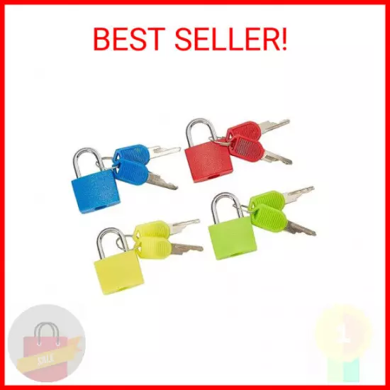 Juvale Mini Luggage Locks, Colorful Suitcase Padlocks with Keys (4 Pack)