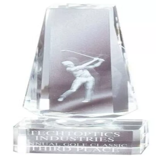 CRYSTAL GOLF TROPHY 7" AWARD SMALL W/ PRESENTATION BOX FREE ENGRAVING M~CRY278