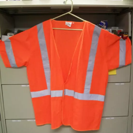 Safety Vest ANSI Class 3 Flourescent Orange 1291-O Lot of 10 Vests