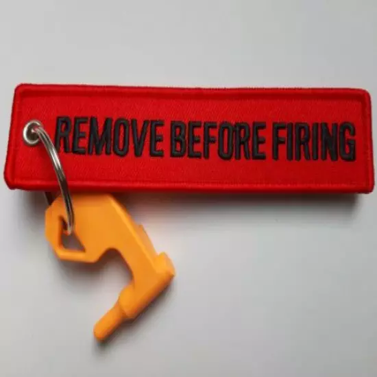 Remove Before Firing / Empty Chamber - safety flag / keyring /breech flag