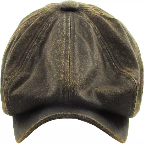 Men's Newsboy Button Top Ascot Ivy Cabbie Hat Gatsby Cap Plaid PU Leather