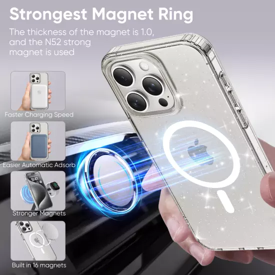 For iPhone 16 Pro Max 15 14 Shockproof Magnetic Slim Mag-Safe Clear Phone Case