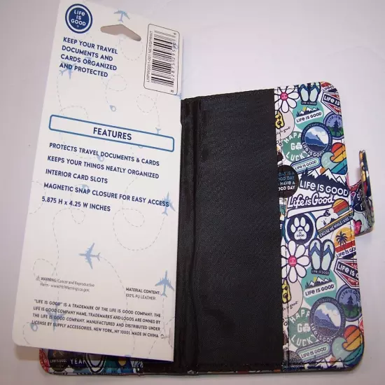 Life is Good Passport Wallet MULTICOLOR ~ NWT