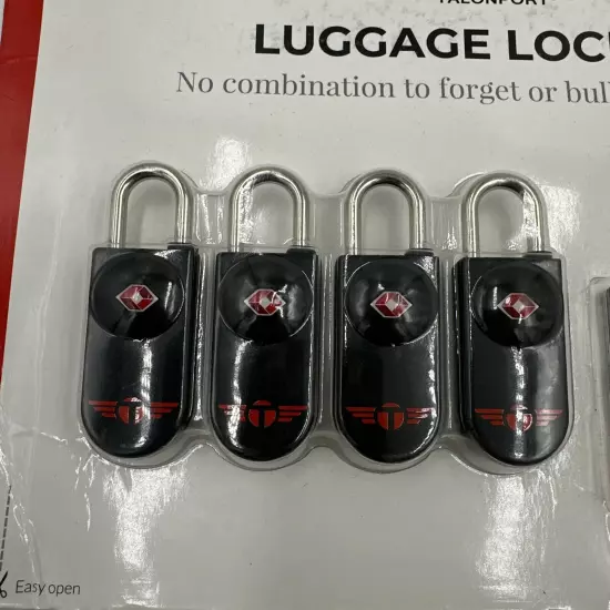 Keyless TSA Approved Luggage Locks w/ Card Keys No Combo Travel Sentry 4 Pack