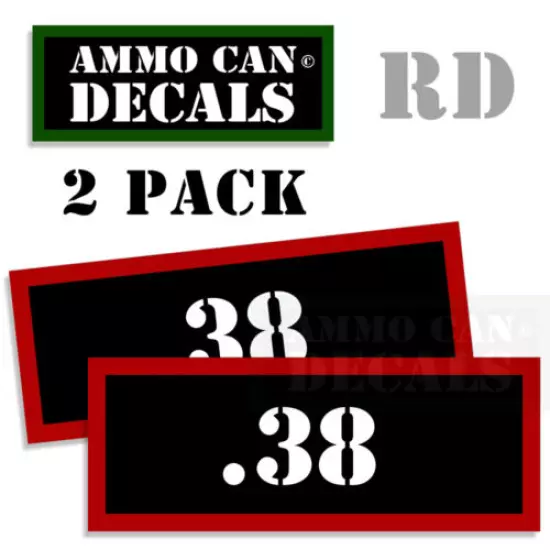 38 Ammo Decal Sticker bullet ARMY Gun safety Can Box Hunting 2 pack .38 RD