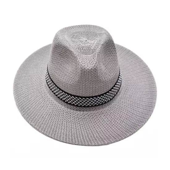 Men Women Straw Jazz Fedora Hat Trilby Cuban Sun Cap Panama Short Brim Summer S