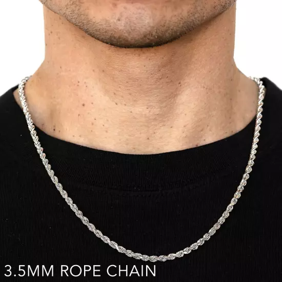 10k White Gold 1mm-12mm Solid D/Cut Rope Chain Necklace Bracelet Size 7"-30"