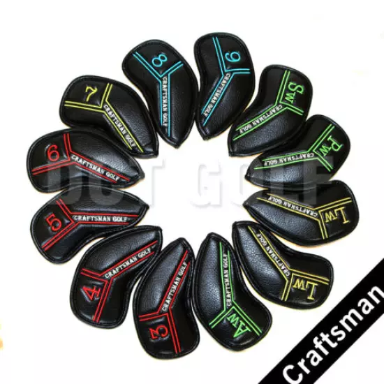 Craftsman Golf Black Iron Club Headcover for PXG Titleist Mizuno Cleveland 12pcs