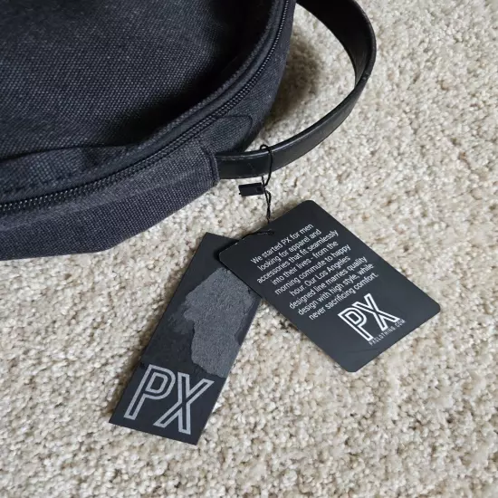 New PX Clothing Landen Canvas & Vegan Leather Backpack - Black NWT