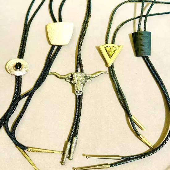 Vintage Western Natural Stone Designer Bolo Tie Lot Alpaca Mexico EJC