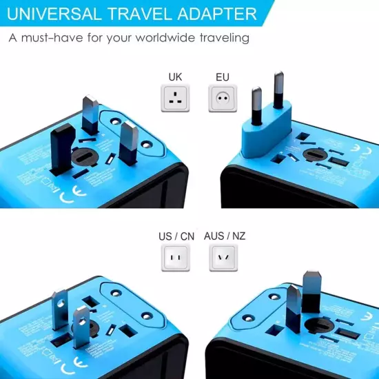 International Universal Travel Adapter 3 USB Type-C Converter Power Plug Charger