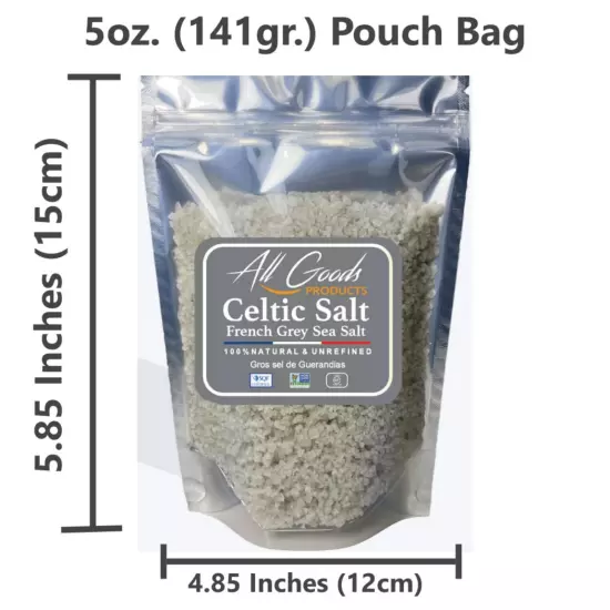 All Goods 5Oz Coarse, Hand Harvested Celtic Salt Organic 82 Minerals Coarse