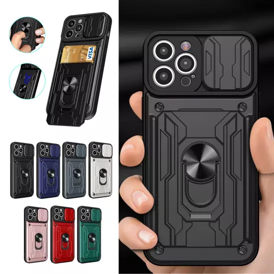 For iPhone 16 15 14 13 Plus|Pro|Pro Max Sliding Camera Protect Ring Phone Case