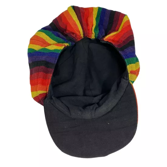 Railroad Baseball Cap RAINBOW Train Conductor Hat USA Men L-XL Stretch VTG Rare!