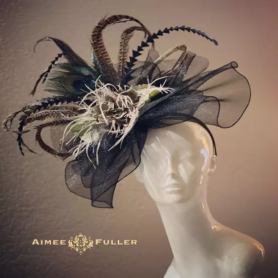 Aimee Fuller Derby Royal Ascot Cocktail Gala Classic Black Fascinator Hat