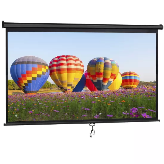 80" 16:9 Manual Pull Down Projector Screen HD Black Movie Theater Vivid Screens