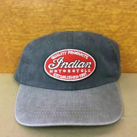 Indian Motorcycle Established 1901 Adjustable Strap Back Cap Hat Two Tone Grays