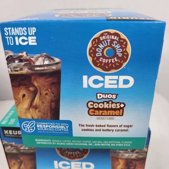 Set of 4 The Original Donut Shop Iced Coffee Duos Cookies Caramel 12ct K-Cups