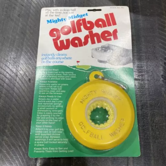 Vintage Mighty Midget Golf Ball Washer-New Old Stock Yellow