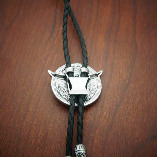 Vintage Men BOLO Tie Goat Carving Pattern Wedding Necklace Alloy Western Cowboy