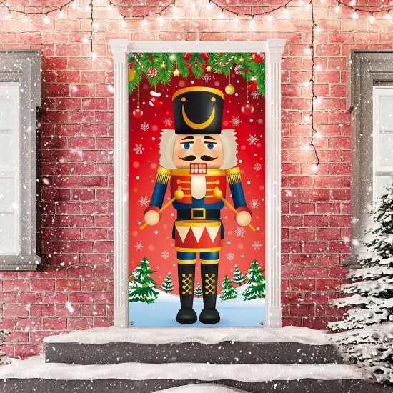 Christmas Door Cover Nutcracker Door Decor Merry Christmas Door Cover Holiday...