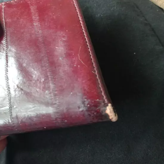 Vintage Genuine EEL Skin Red Bi Fold Card Money Wallet