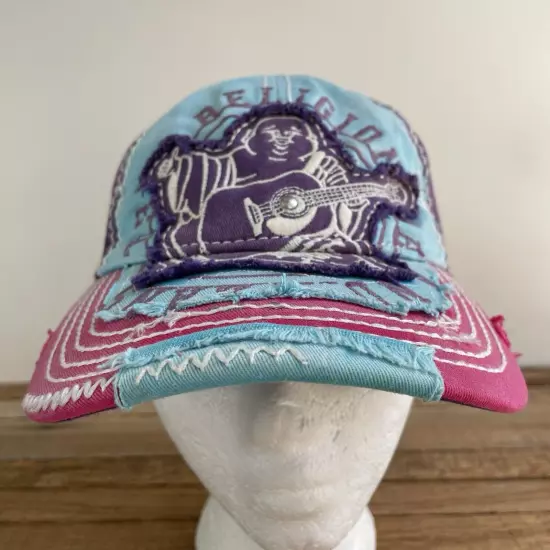 True Religion Hat Buddha Multi Colored Distressed Cap Adjustable Rare Colors