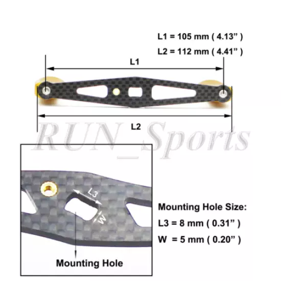 105mm Straight Carbon Fiber Baitcasting Reel Handle Rubber Knob DIY Replacement