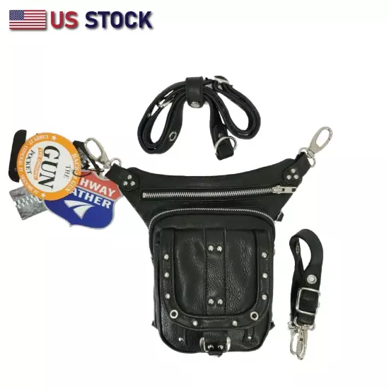 LEATHER Thigh Drop Leg Bag Gun Holster Bag Waist Bag Fanny Pack Messenger Bag 