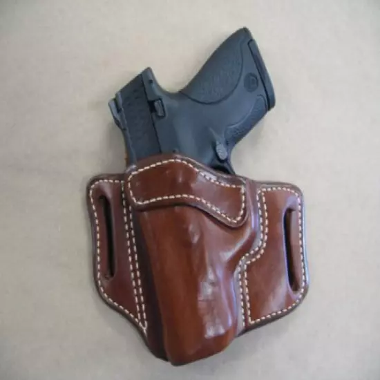  S&W Shield .45 OWB Leather 2 Slot Molded Pancake Belt Holster CCW TAN LEFT HAND