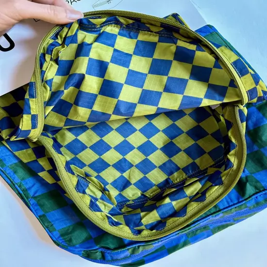 NEW! Baggu *LARGE* PACKING CUBE SET in “Jewel Checks” — Washable Recycled Nylon