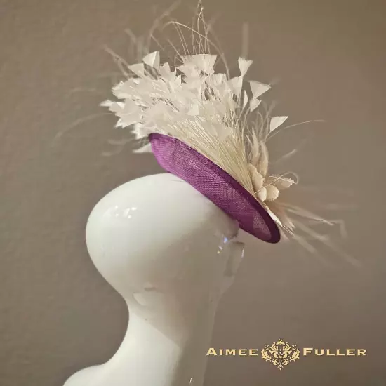 Kentucky Derby Fascinator Purple Cream White Royal Ascot Hat Cocktail Hat