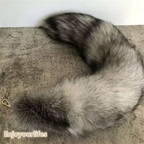 70cm/27.5" Long Real Fox Fur Tail Keychain Adult Games Furry Cosplay Toy Pendant