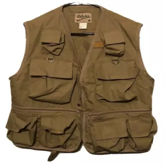 Cabela's Hunting Shooting Fishing Vest Mens Small Brown Tan Cotton / Polyester