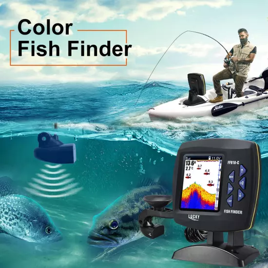 Wired Fishing finder Sounder Fish Detector Monitor LCD Locator Boat Fishfinder