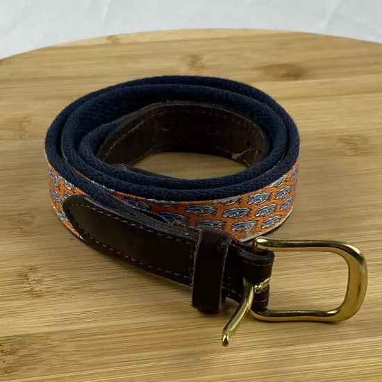 Vineyard Vines Belt Mens Silk Canvas Yachts Orange Mens Size 30 Belt