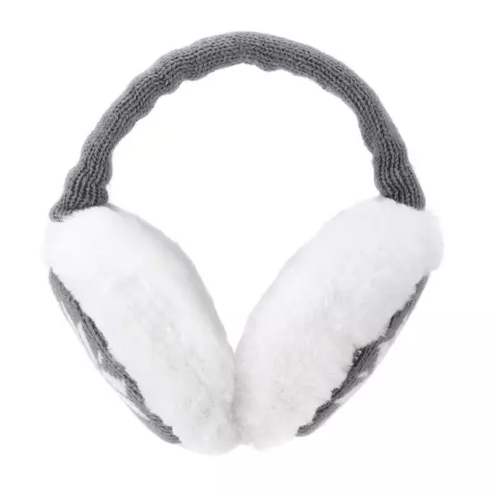 WomenS Winter Adjustable Knitted Ear Muffs with Faux Furry Outdoor Ear Warmers