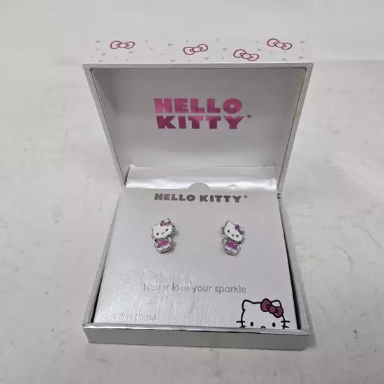 NEW Hello kitty Fine Silver Plated Cute Stud Earrings