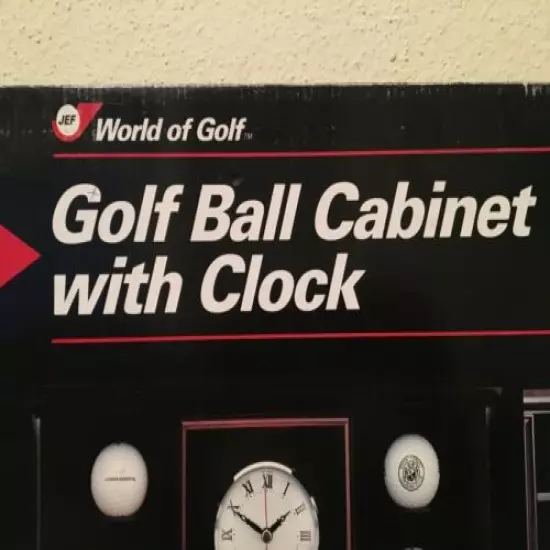 New JEF World Of Golf 19 Golf Ball Cabinet With Clock Wooden Rosewood Finish