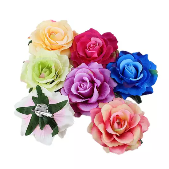 Artificial Rose Flower Hairpin Wedding Bridal Brooch Womens Hair Clip Headwear