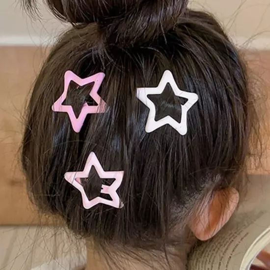 3Pcs/Set Pink White Series Hair Clips Pentagram Pin Barrettes Cute Sweet I5M7 ∫н