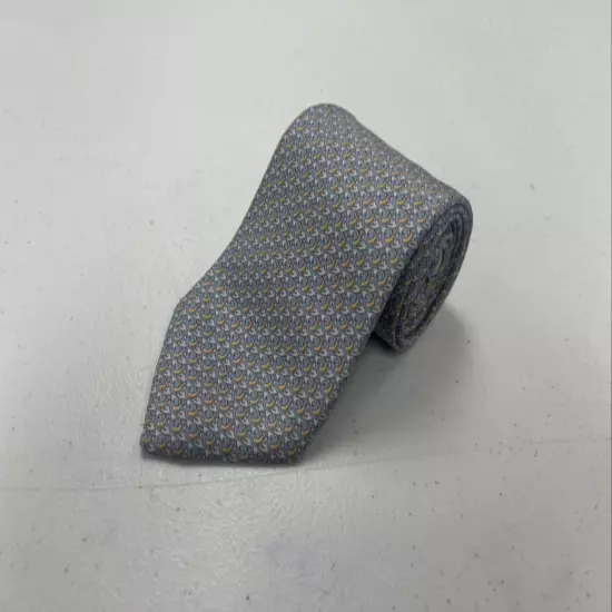 Salvatore Ferragamo Men's Light Blue & Gray Geometric Silk Neck Tie $295