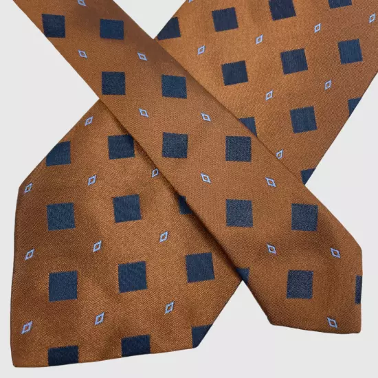 Gianni Filacci Brown Black Diamond Geometric Italian Silk Tie Men's 3.5" x 59"